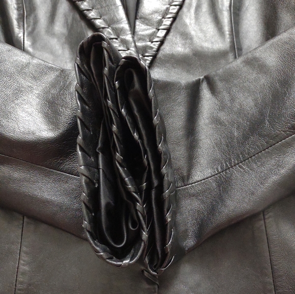 Cache black leather jacket one button blazer - Picture 7 of 12